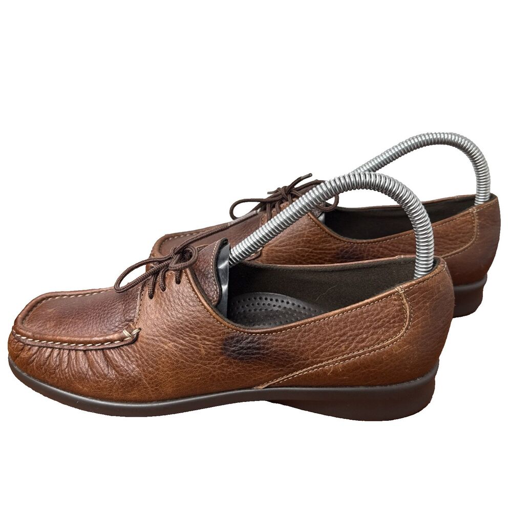 SAS Womens Size 7.5 M Brown Leather Heel Moc Toe Comfort Oxford Loafers Shoes